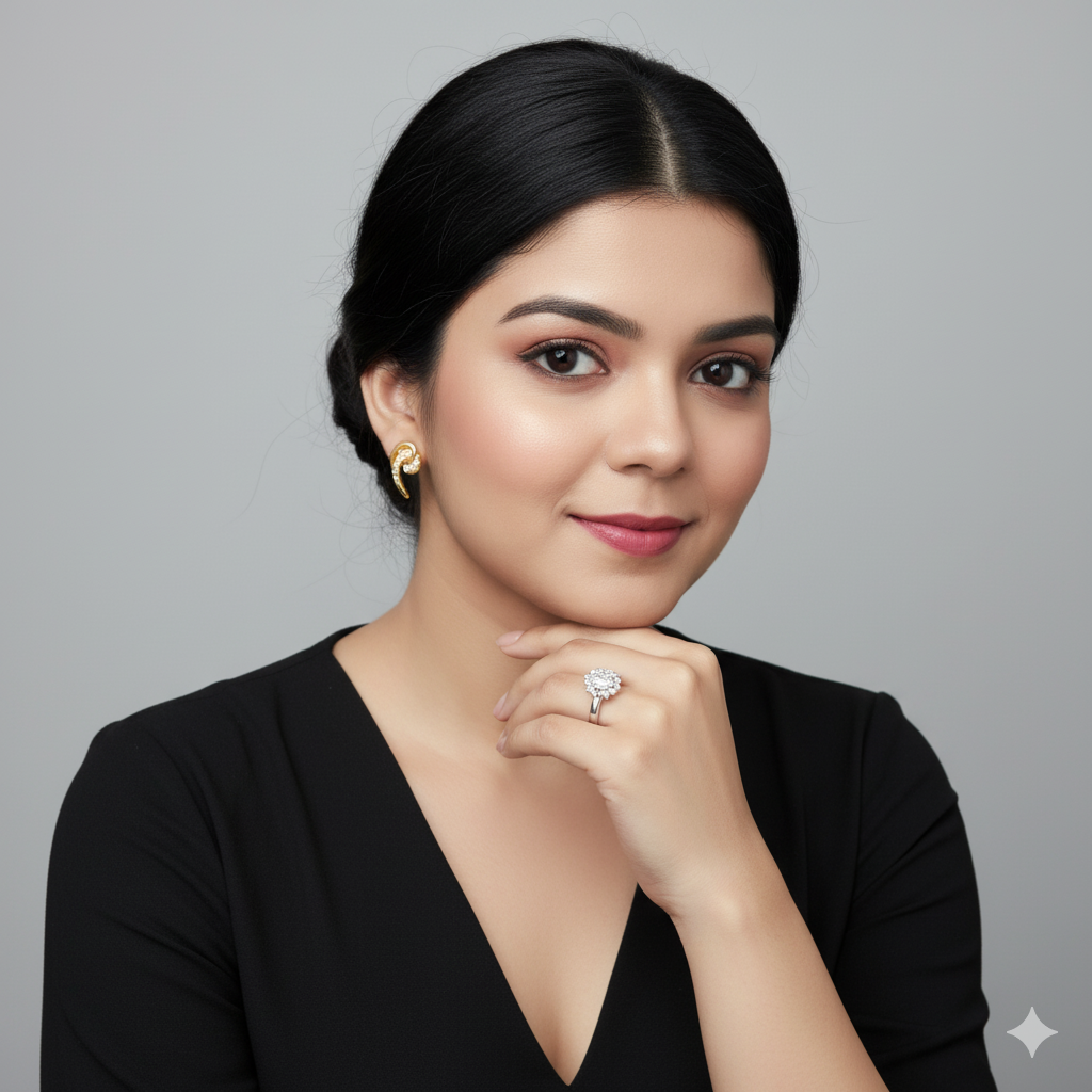 Model wearing diamond jewellery